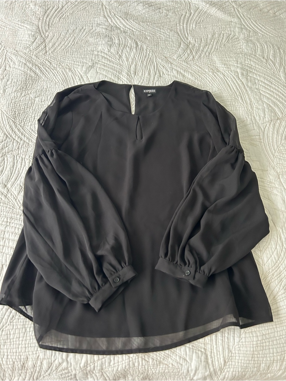 Express Black Long Balloon Sleeve Blouse